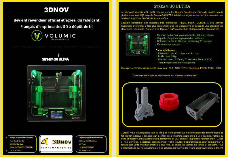 3DNOV devient revendeur officiel et agréé, du fabricant Français d’imprimantes 3D à dépôt de fil